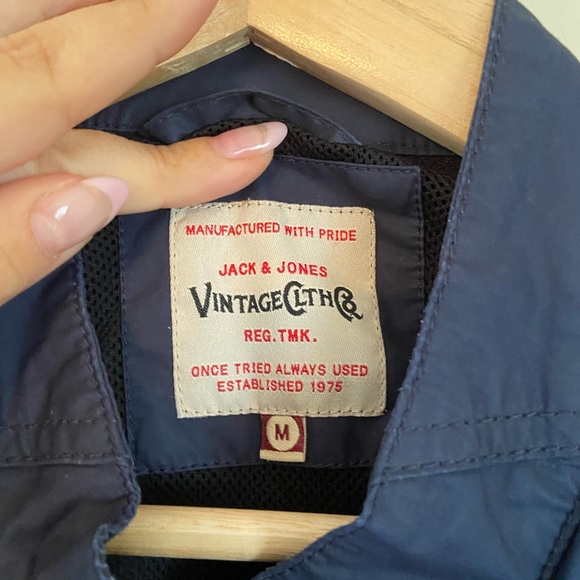 Men's Jack Jones Navy Bomber Jacket - Picture 3 of 4